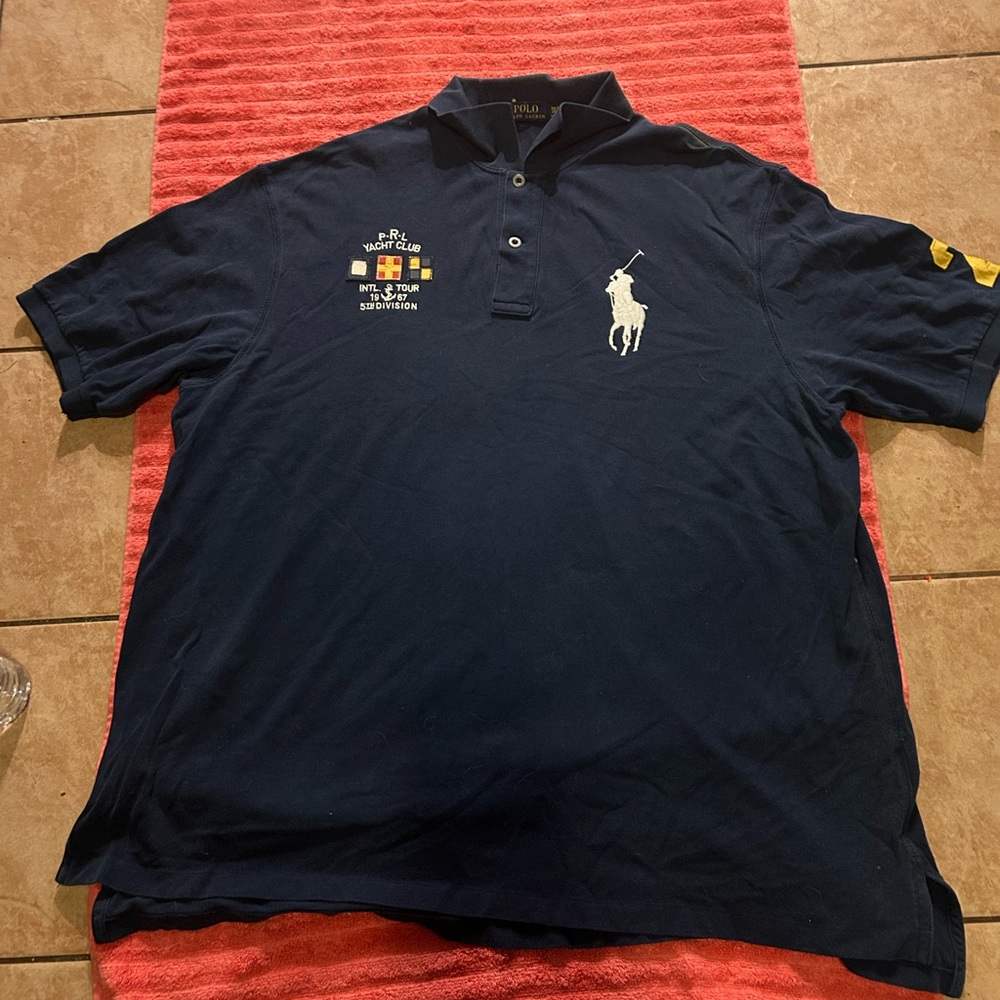 Polo by Ralph Lauren Dark Blue Polo Shirt with Yellow Accents